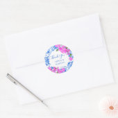 Blauwe Tegels en Bougainvillea elegant dank u Ronde Sticker (Envelop)