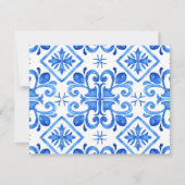 Blauwe Tegels en Bougainvillea elegant Mediterrane Kaart (Achterkant)