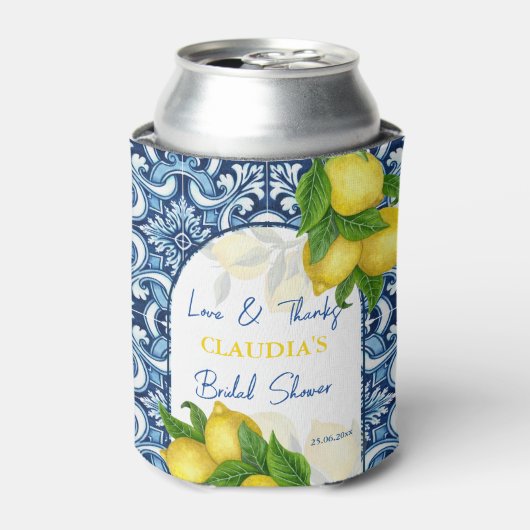 Blauwe tegels en citroen Amalfi bruidbegaafjes dan Blikjeskoeler (Blikje Voorkant)