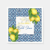 Blauwe tegels en citroen Amalfi bruidsdouche aange Servet (Voorkant)