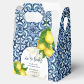 Blauwe tegels en citroen Amalfi Italiaans bruiloft Bedankdoosjes (Geopend)