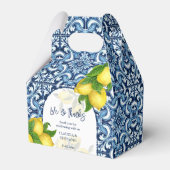 Blauwe tegels en citroen Amalfi Italiaans bruiloft Bedankdoosjes (Voorkant Zijde)