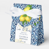 Blauwe tegels en citroen Amalfi Italiaans bruiloft Bedankdoosjes (Voorkant Zijde)
