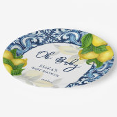 Blauwe tegels en citroen Amalfi Positano-baby show Papieren Bordje (Gekanteld)