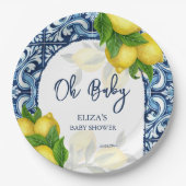 Blauwe tegels en citroen Amalfi Positano-baby show Papieren Bordje (Voorkant)