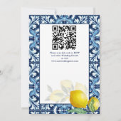 Blauwe tegels en citroen Amalfi Positano-bruiloft Kaart (Achterkant)