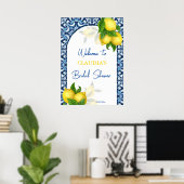 Blauwe tegels en citroen Amalfi vrijgezellenfeest Poster (Thuiskantoor)