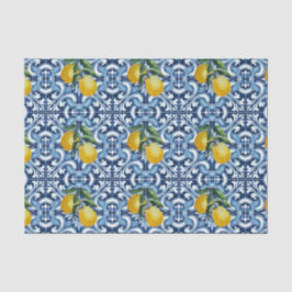 Blauwe tegels en citroenen Amalfi Positano thema Tissuepapier