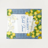 Blauwe tegels en citroenpartij Amalfi Wandkleed (Voorkant (horizontaal))