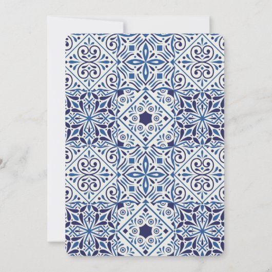 Blauwe tegels en gouden kruiscommunie kaart (Achterkant)