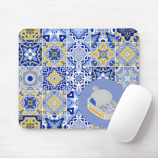 Blauwe Tegels en sardientjes Muismat (Met muis)