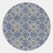 Blauwe Tegels Envelop Seal Stickers (Voorkant)