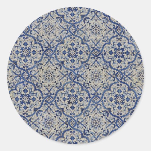 Blauwe Tegels Envelop Seal Stickers (Voorkant)