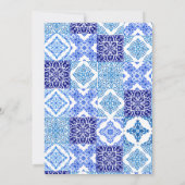 Blauwe Tegels Floral Amalfi Italiaans Baby shower Kaart (Achterkant)