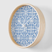 Blauwe Tegels Gedrukte Wandklok | Tijdloze elegant (Hoek)