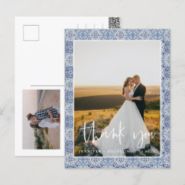 Blauwe tegels Hartelijk dank | Briefkaart voor wed