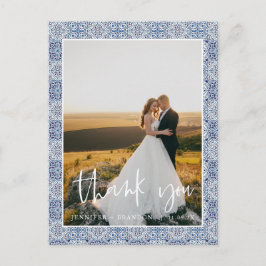 Blauwe tegels Hartelijk dank | Briefkaart voor wed