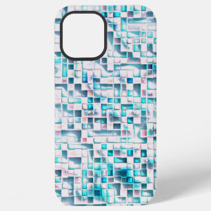 Blauwe tegels in getextureerde ruwe stijl, mozaïek iPhone 12 pro max hoesje