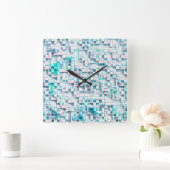 Blauwe tegels in getextureerde ruwe stijl, mozaïek vierkante klok (Huis)