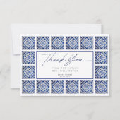 Blauwe Tegels Italiaans Middellandse Zee Bruidsdin Bedankkaart (Voorkant)