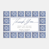 Blauwe Tegels Italiaans Middellandse Zee Bruidsdou Rechthoekige Sticker (Voorkant)