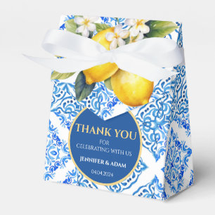Blauwe Tegels Lemon Amalfi Bruiloft Dank je Tas Bedankdoosjes