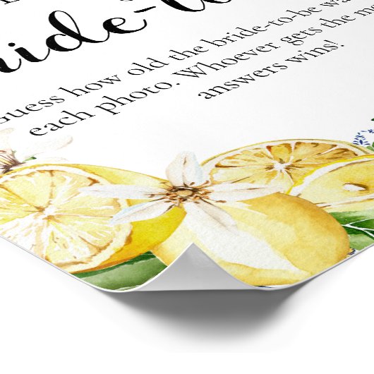 Blauwe Tegels Lemon Hoe oud was het bruidsdouchebo Poster (Hoek)