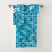 Blauwe tegels logo bad handdoek (Insitu)