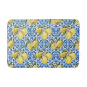 Blauwe tegels mediterraan citroenpatroon badmat (Voorkant)