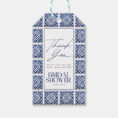 Blauwe Tegels Mediterrane Receptkaart Bruidsdouche Cadeaulabel (Voorkant)