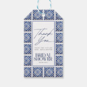 Blauwe Tegels Mediterrane Receptkaart Bruidsdouche Cadeaulabel (Achterkant)