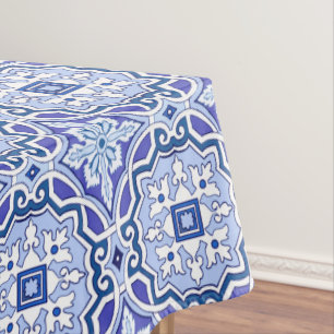 Blauwe tegels, mediterrane tegels, majolica tafelkleed