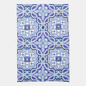 Blauwe tegels, mediterrane tegels, majolica theedoek (Verticaal)