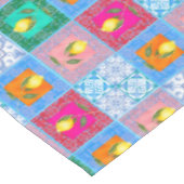 Blauwe tegels, mozaïek, majolica, citroen, tafelkleed (Gekanteld)