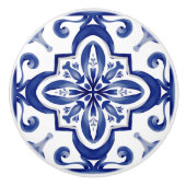 Blauwe tegels, mozaïek, majolica, keramische knop (Voorkant)