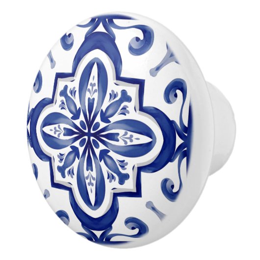 Blauwe tegels, mozaïek, majolica, keramische knop (Rechts)