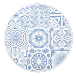 Blauwe tegels, mozaïek, majolica, keramische knop