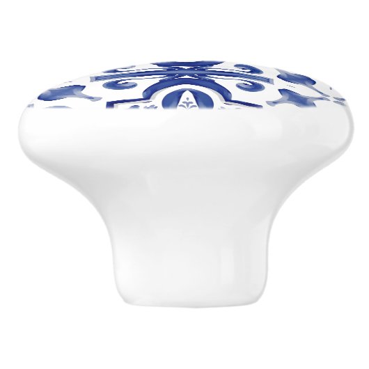 Blauwe tegels, mozaïek, majolica, keramische knop (Zijkant)