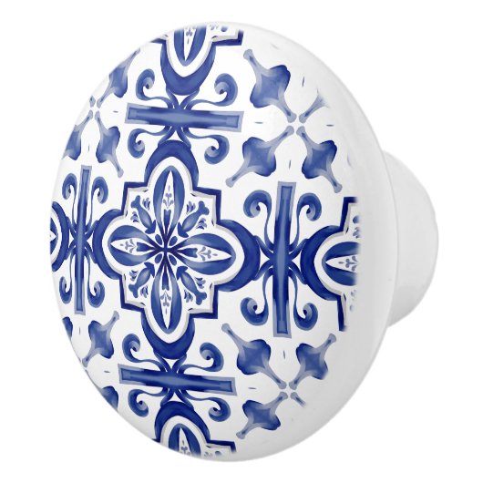 Blauwe tegels, mozaïek, majolica, keramische knop (Rechts)