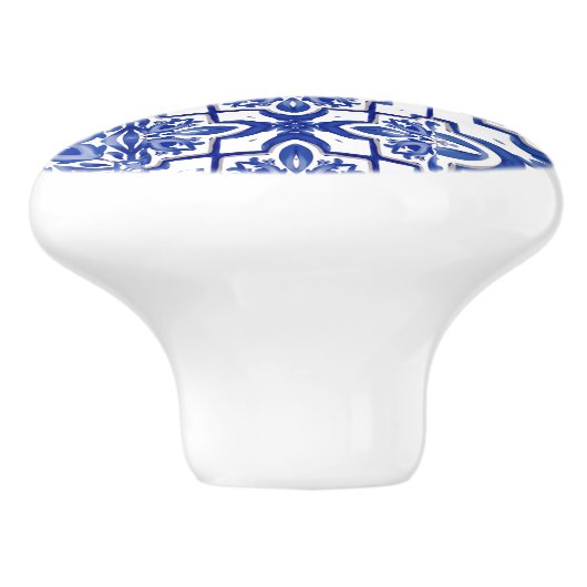 Blauwe tegels, mozaïek, majolica, keramische knop (Zijkant)