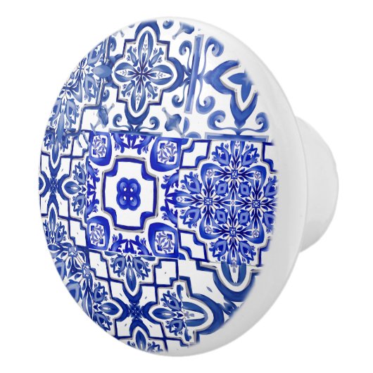 Blauwe tegels, mozaïek, majolica, keramische knop (Rechts)