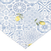 Blauwe tegels, mozaïek, majolica, korte tafelloper (Hoek)