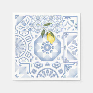 Blauwe tegels, mozaïek, majolica, servet