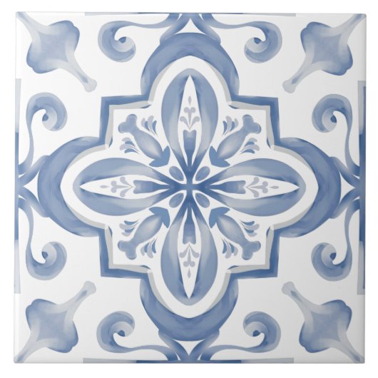 Blauwe tegels, mozaïek, majolica, tegeltje (Voorkant)