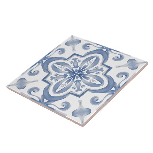 Blauwe tegels, mozaïek, majolica, tegeltje (Zijkant)