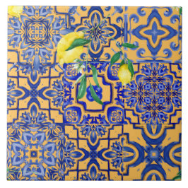 Blauwe tegels, mozaïek, majolica, tegeltje