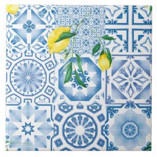 Blauwe tegels, mozaïek, majolica, tegeltje