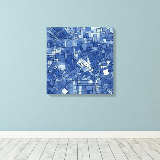 Blauwe Tegels op vierkant canvas (Insitu (Houten vloer))