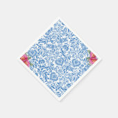 Blauwe Tegels Roze Bloem Mediterraan Grieks Feest Servet (Hoek)