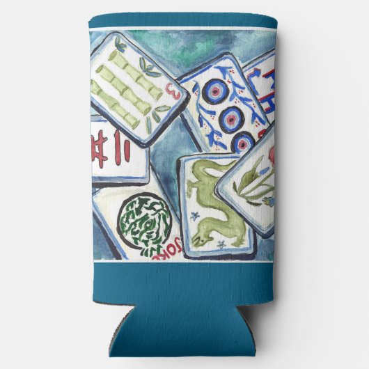 Blauwe tegels seltzer blikjeskoeler (Achterkant)